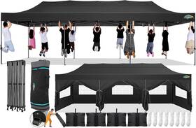 0530 -2-jef Usb 36b 10x30 Pop Up Canopy With 8 Sidewall Heavy Duty Upf 50 All Season Wind Waterproo