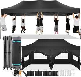 0908 -2-jef 10x20 Pop Up Canopy With 6 Sidewall Heavy Duty Upf 50 All Season Wind Wa