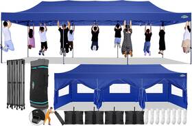 36dbl -2-jef 10x30 Pop Up Canopy With 8 Sidewall Heavy Duty Upf 50 All Season Wind Wa