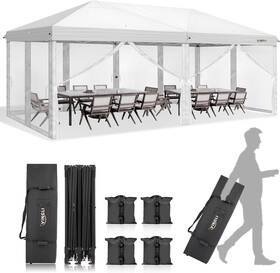 -direct 744110319170 10x20 Pop Up Canopy With Sidewalls Wheeled Bag Easy Tent Nettings