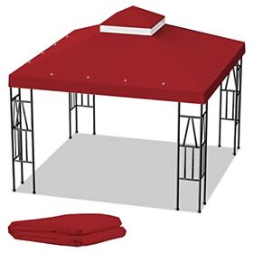 10foot X Gazebo Replacement Canopy Double Tier Patio Top Cover-red