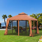 Us84c-051bn0141 10foot X Patio Gazebo Outdoor Canopy Shelter With Double Vented Roof Brown