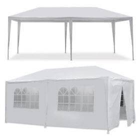 Gsd-h02-1232-01-g2 10foot X 20foot Gazebo Party Tent With 6 Side Walls Wedding Canopy Cater Events White