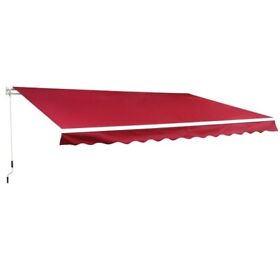 313195461 10footx8foot Outsunny Patio Retractable Awning Manual Exterior Sun Shade Deck Wine Red