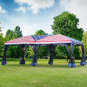 Us840-012v010141 10x20ft Pop Up Party Tent Gazebo Canopy Market Instant Shelter American Flag