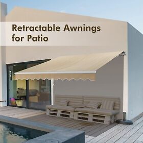 Us-dc1019mi 10x8 Ft Patio Awning Manual Retractable Window Deck Canopy Sun Shade Shelter New