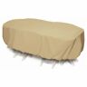 2d-pf92605 Two Dogs Designs Oval Rectangular Table Chat Set Cover Khaki