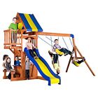 7521130 65415 Backyard Discovery Peninsula All Cedar Wood Playset Swing 752113654150