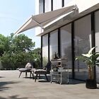840193v01bg 8.2x6.6 Ft Patio Retractable Awning Manual Exterior Sun Shade Deck Window Cover
