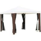 841039 Outsunny Rattan Wicker Canopy Shelter Mesh Walls White 799932993374
