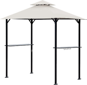 8x5bbq Grill Gazebo Outdoor Double Tiered Canopy With Led Light