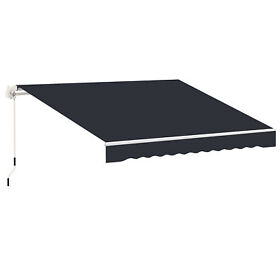 840193v01bk 8x7 Ft Outside Retractable Canopy Patio Awning Sun Shade Outdoor Deck Uv Cover