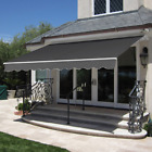 98x80 Inch Retractable Patio Sun Shade Awning Cover With Crank Handle Gray New