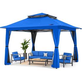 1313-tymesh-blue Abccanopy 13ftx13ft Outdoor Pop Up Gazebo Tent Canopy Shelter With Mosquito Netting