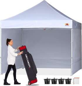 Abccanopy 445038068012 Ez Pop Up Canopy Tent With Sidewalls 10x10 Commercial -series White