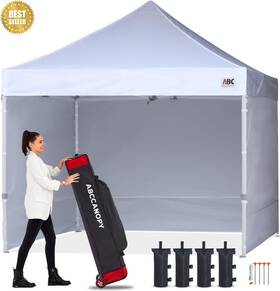 Abccanopy 445039034016 10x10 Ez Pop Up Canopy Tent Commercial White With Sidewalls Waterproof Outdoor