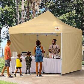 Abccanopy 619548638219 10 Ft X Commercial Pop-up Canopy Instant Shade Portable Canvas Tent Beige