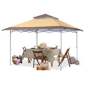 X146 Abccanopy 717144816021 Canopy Tent 156 Inch X156 Khaki Gazebo Double Roof With Eaves Durable
