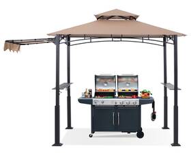 Abccanopy 840109950024 Grill Gazebo Extra Awning 11x5 Ft Outdoor Bbq Canopy Led Lights Khaki