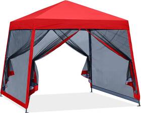 Js-04-8a Abccanopy Stable Pop Up Outdoor Canopy Tent With Netting Wall Red 8x8