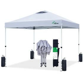 300d Acepic 797417880812 10x10 Pop Up Canopy Tent Silver-coating Top Instant P