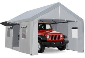 Aconee 198290105304 Carport 10 20 Ft Heavy Duty Garage Car Port Canopy With 4 Roll-up Door