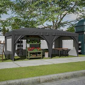 Acqca 045791313427 10ftx20ft Pop Up Canopy With 6 Removable Sidewalls Outdoor Portable Gazebo