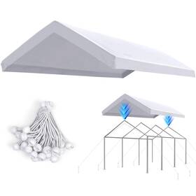3002c-w Advance Outdoor Replacement Top Cover Tarp For 10x20 Ft Carport Canopy With Ball Bungees Whi