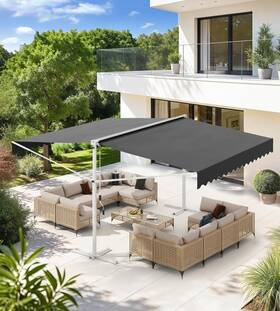 16025 Aecojoy 16025/6/7/8 Free Standing Retractable Awning Patio Outdoor Manual Sun Shade Shelter