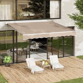 19002 Aecojoy 8.2ftx6.5ft Manual Retractable Awning Sun Shade Patio Canopy Cover Multi-color