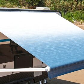 Rvawm21x8blue24 Aleko 21footx8foot Retractable Motorized Rv Or Home Patio Canopy Awning White To Blue