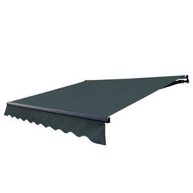 Ab-10-8-fg-ap Aleko Retractable Awning 10 X 8 Ft Manual Patio Black Frame Backyard Waterproof Canopy