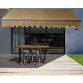Ab12-ape Aleko Manual Black Frame Retractable 12 X 10 Feet Home Patio Canopy Awning