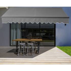 Ab13x10gy80-ap Aleko Black Frame Retractable Home Patio Canopy Awning 13 X Grey 10