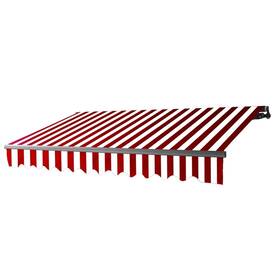 Abm-16-10-red-wh Aleko Retractable Awning 16x10 Patio Motorized Black Frame Canopy Red White Stripes