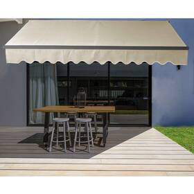 Abm12x10ivory29 Aleko Motorized 12ftx10ft Black Frame Retractable Home Patio Ivory 10 X 12