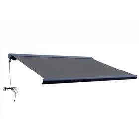 Af12x10grigio Aleko Italian Series Full Cassette Motorized Patio Awning With App Remote Gray