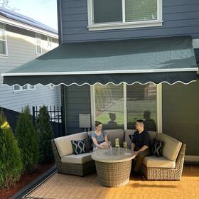 Aw10x8green166-unb Aleko 10 X 8 Ft. Manual Canopy Sunshade Retractable Home Patio Awning Green