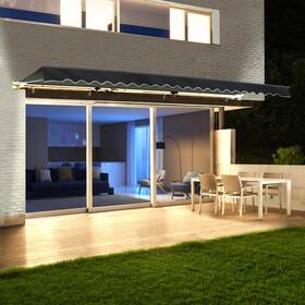 Awcl12x10bk81 Aleko Motorized Led 12 X 10 Ft Half Cassette Retractable Black Feet