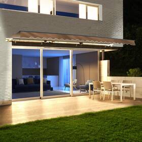 Awcl13x10 Aleko Semi-cassette Motorized Led Retractable 13x10 Ft Patio Awning Canopy