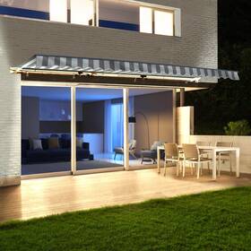 Awcl13x10grywht Aleko Motorized Led 13 X 10 Ft Semi-cassette Retractable Awning Grey /white