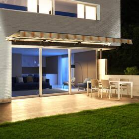 Awcl13x10msy315unb Aleko Motorized Led 13 X 10 Ft. Half Cassette Retractable Awning Multi-stripe Ye
