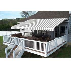 Awm16x10greywht Aleko 16 X 10 Feet Home Patio Canopy Awning Sunshade Grey White