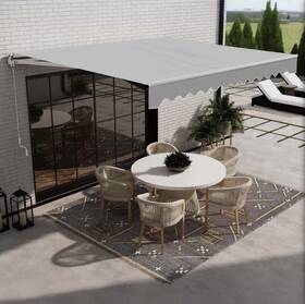 Awm16x10ivory29 Aleko 16x10ft. Motorized Retractable White Frame Patio Awning Light Beige