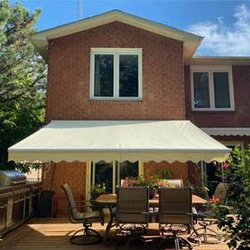 Awm20x10ivory29 Aleko Electric Retractable Awning 20 Feet Deck Power Sun Shade Motorized Patio Canopy