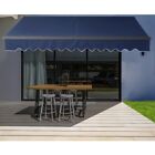 Abm16x10blue30 Aleko Motorized Black Frame Retractable Home Patio Canopy Awning 16footx10foot Blue