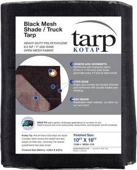 Mesh-1016 America Ltd. 445008575571 Mesh 6.5 Oz/sq Yard Reinforced Shade/truck Tarp For Debris Partial S