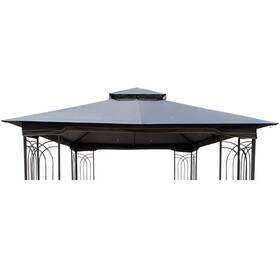 Tjty5981 Angel Sar 10 Ft. X Patio Double Roof Gazebo Replacement Canopy Top Fabric Gray