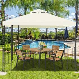 Mop-870663 Angeles Home Canopy Tent 10ft Uv Rain Resistant Patio Durable Sloped Gazebo Beige