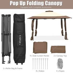 Op70-8ck-811cf Angeles Home Instant Outdoor Folding Canopy Shelter Pop Up Tent 13ft Brown
